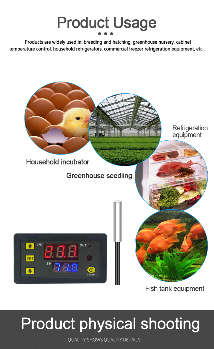 DC 12v digital temperature controller with remote control red and blue LED display temperature measurement -55-120 degrees W3230(图7)