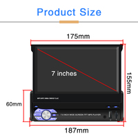 Lecteur MP5 de voiture rétractable avec écran tactile 7 pouces, autoradio 1 DIN, Bluetooth, USB, TF, FM, AUX, lecteur multimédia vidéo DVD, autoradio stéréo