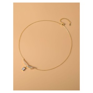 Parure de bijoux en cuivre nacré brillant, design nœud papillon, sertissage griffe, pour soirée, collier et boucles d'oreilles tendance pour femme - Product Image 4