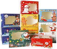Tomy — boîtes à biscuits de noël, 36 pièces, boîte-cadeau avec fenêtre pour pâtisserie, Cupcakes, bonbons et cadeaux de fête, 8.3x5.9x3.7 pouces