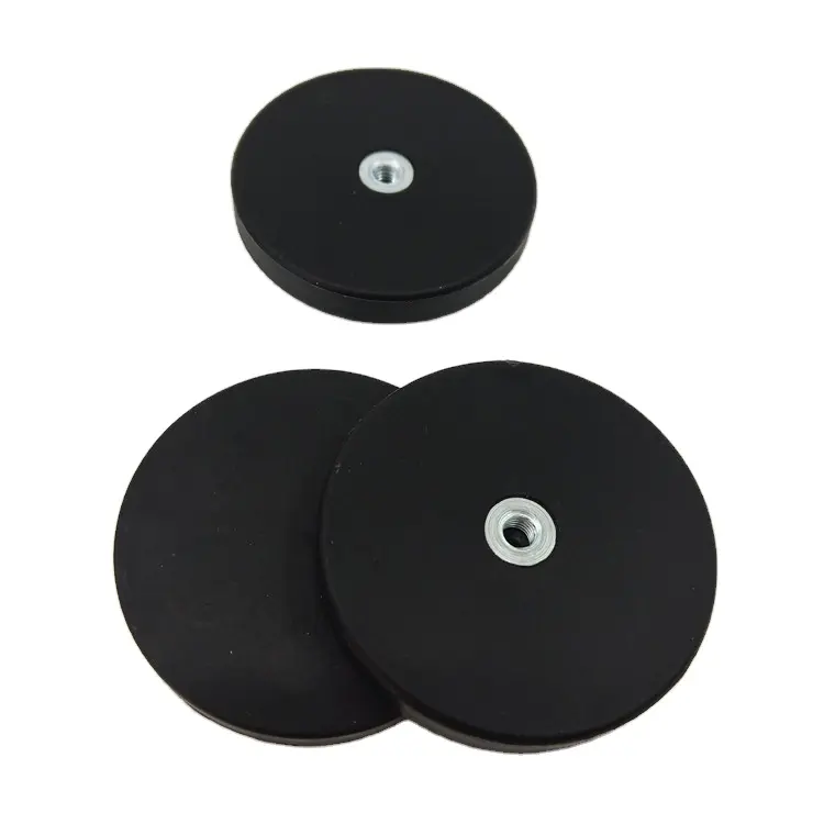 China Supplier Ndfeb Magnet Manufacture Rubber Coated Pot Magnets With Screw Thread