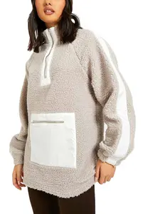 High Quality New Winter Sweatshirt Quarter Zip Women Sweat Shirt Warm Polar Fleece Pullover Casual Half Zip Workout Sweater