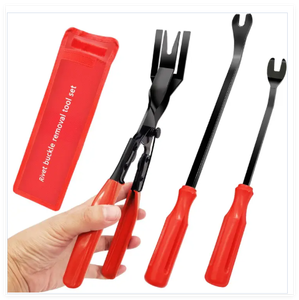 Car Door Panel Trim Removal Tool Set Steel Nail <b>Puller</b> Fastener Clip Removal Kit with Plastic Handle Case - Product Image 1