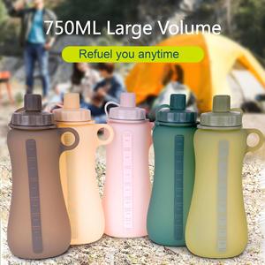 Bouteille d'eau pliable en silicone de qualité alimentaire 600ml 750ml sans BPA, portable, anti-fuite, résistante à la chaleur, réutilisable, tasse de voyage pour l'extérieur - Product Image 1