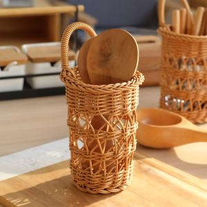 2026 New <b>Storage</b> Hanging Kitchen Chopsticks <b>Baskets</b> with Rattan Woven Decorative to Home Usage - Product Image 3
