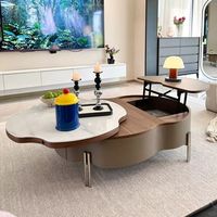 Mesas de Centro Multifuncionales Nórdicas de Madera para Sala de Estar, Diseño Moderno de Alta Gama, Mesa de Café Abstracta de Lujo para Venta al Por Mayor