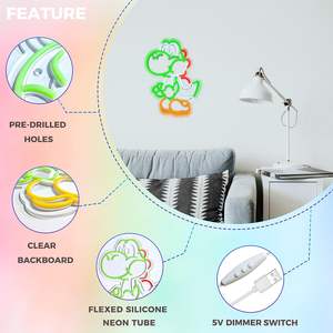 Letrero de Neón de Anime con Dinosaurios, Luz LED de Neón para Decoración de Pared de Dormitorio, Decoración Estilo Mario para Sala de Juegos - Product Image 6