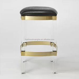 Bar Furniture Modern Pu Leather Bar <strong>Stool</strong> Metal Frame <strong>Counter</strong> <strong>Height</strong> Acrylic Bar <strong>Stools</strong> for Kitchen - Product Image 2