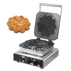 Non Stick 1 Plate Belgian Flip Heart Waffle Machine Wholesale Electric Commercial 220v Temperature Control Cost Of Waffle Maker