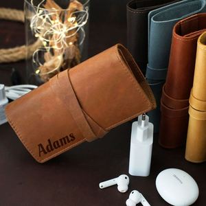Étui de chargeur en cuir PU écologique de luxe, organisateur de câbles, grande capacité, style classique durable, sac de voyage - Product Image 5