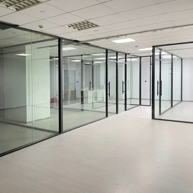 Cam bölme ofis bölmesi alüminyum çerçeve çıkarılabilir cam bölme duvar ses geçirmez ofis duvar sistemi