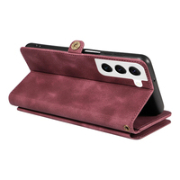 Dompet Kulit PU untuk Samsung S22 Plus, 9 Slot Kartu + Kantong Koin Ber-resleting, Penyangga, Pemblokir RFID, 360 °   Perlindungan