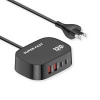 Support de charge super rapide 120W avec 2 ports Type C + 2 ports USB, concentrateur de charge USB-C 120W, rallonge de prise de charge pour téléphone portable