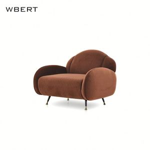 Silla de sofá de tela de lujo de diseñador italiano WBERT-silla informal perezosa de franela moderna medieval francesa para comedor o sala de estar - Product Image 1
