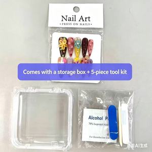 Uñas postizas de presión para pies y manos, efecto armadura, azul aurora <span class=keywords><strong>transparente</strong></span>, acabado de <span class=keywords><strong>manicura</strong></span>, <span class=keywords><strong>diseño</strong></span> avanzado pre-diseñado - Product Image 2