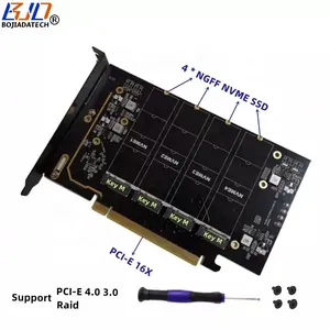 PCI-E 4.0 bis M.2 Key-M NVME SSD-Adapter karte 4-Port NGFF NVMe-Steckplatz zur PCIE x16-Erweiterungs-Riser-Karte 4x32 gigabyte/sek voller Geschwindigkeit