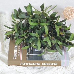 Nuevas flores artificiales 4 ramas 38cm oliva con hojas de frutas accesorios para boda hogar planta verde imitación - Product Image 5