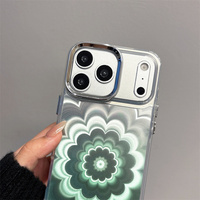 Funda para Teléfono Móvil con Diseño de Flores Láser en Degradado de Arcoíris para iPhone 18 17 16 15 14 Pro Max, Carcasa Trasera con Diseño IMD Tejido, Neón y Efecto Ombré