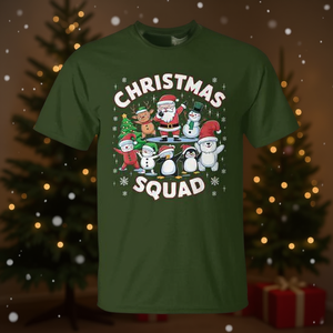 Maglietta natalizia con simpatico Babbo Natale, elfo, renna, pupazzo di neve e albero di Natale - Product Image 3