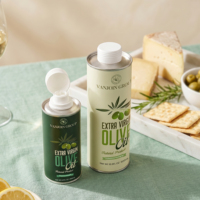 Bouteille vide pour huile d'olive et vinaigre avec couvercle, logo personnalisé, boîte en fer blanc pour huile d'olive avec bouchon à vis, boîte en fer blanc étanche pour huile d'olive