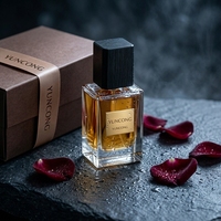 YUNCONG Flacon de parfum rétro en verre transparent à fond épais, motif grain de bois noir, avec ruban bronzé marron et boîte cadeau