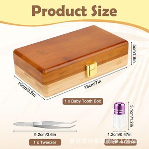 Caja de madera rectangular para dientes de leche de niños, con tapa de cristal y pinzas para guardar dientes - Product Image 5