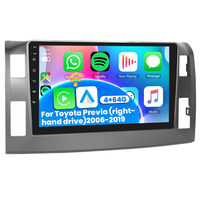 Cadre d'autoradio Android 10 pouces 4 + 64G sans fil Carplay Android Auto pour Toyota Previa 2006-2019 IPS DSP GPS RDS WIFI OEM
