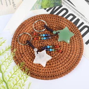 Wholesale Custom Natural Stone <b>Star</b> <b>Key</b> Chain 7 Chakra Beaded Crystal <b>Star</b> Pendant Healing Car Bag for Crystal Shop - Product Image 3