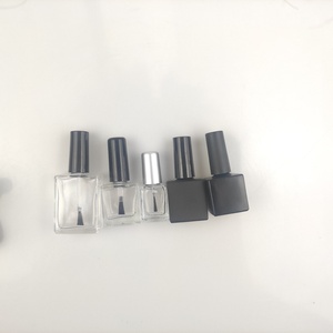 Vente en gros de flacons de vernis à ongles en verre UV carrés mats noirs de luxe de 15 ml, avec bouchons à pinceaux, en vrac - Product Image 4