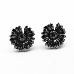 yunnique Flower <b>Stud</b> <b>Earrings</b> Titanium Steel <b>Black</b> Daisy Design For Men Women Fashion Jewelry - Product Image 5