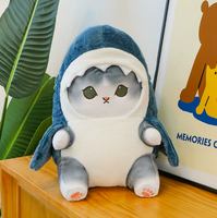 Poupée en peluche personnalisée, requin, chat, super douce, brodée en coton PP, pour cadeaux d'anniversaire, jouets en peluche d'anime anti-stress