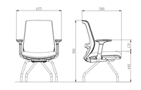 Chaise de conférence ergonomique GT2-C dossier confortable en maille avec base fixe à 4 pieds pour l'école, le bureau et le salon.