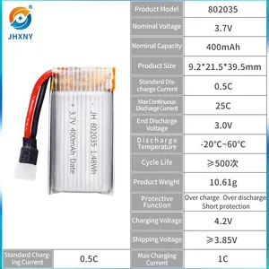 制造商RC lipo 602035 702035 902035 802035 3.7V 400毫安25C锂聚合物电池，适用于司马X5 X5C模型飞机