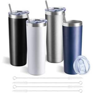 Lot de 50 gobelets à sublimation de 20 oz, gobelets à sublimation plats en vrac, gobelets droits fins en acier inoxydable vierges avec boîte - Product Image 1