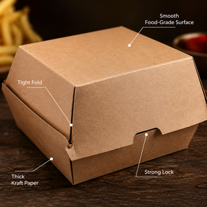 Boîte à hamburger en kraft personnalisée pour la vente en gros, emballage pour frites, poulet frit, restauration rapide, à emporter - Product Image 2