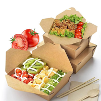 Boîte alimentaire en papier kraft biodégradable écologique personnalisée |   Emballage jetable résistant à la graisse et aux fuites pour sushis et salades