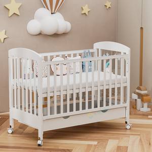 Cuna de madera de alta calidad, cuna de altura ajustable con paneles laterales acrílicos y juego de cama - Product Image 3