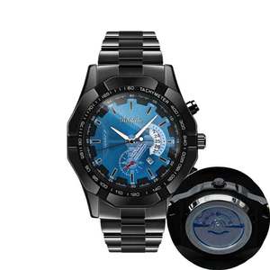Men Quartz Chronograph <b>Watch</b> <b>Black</b> Stainless Steel Band Sport Luxury Multi-Function Date Display Waterproof Fashion Wristwatch - Product Image 1