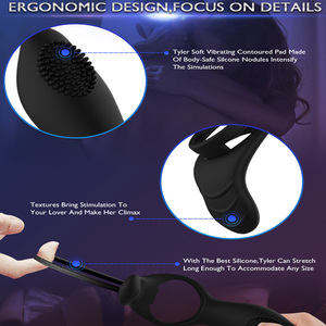 Einstellbare Größe Drahtlose Fernbedienung Silikon Penis Ring Doppel verriegelung & Mehr frequenz Vibration Delay Soft Seal - Product Image 5