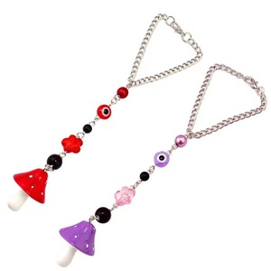 Chaîne de bijoux avec pendentif champignon, breloques œil porte-bonheur et fleur pour femme, accessoire de mode - Product Image 5