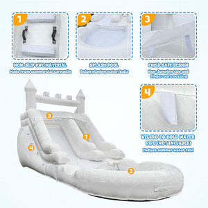 Castello Gonfiabile Commerciale da Esterno Bianco con Piscina di Palline e Scivolo, Scivolo d'Acqua Gonfiabile - Product Image 5