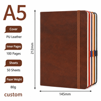 Carnet de voyage Spot en cuir PU, couverture rigide, reliure à chevalet, style rétro, avec porte-stylo, cadeau d'entreprise, couleur personnalisable