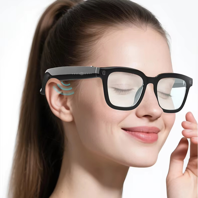 V03-T6 Smart Glasses 8MP Camera Anti-Shake 1200P Video Recording Audio AI Translation Recognition for Calling Metal Frame