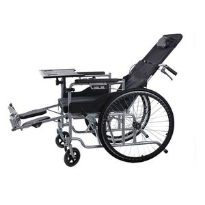 Manual Wheelchair Semi Reclining 3 Position Adjustable <b>Folding</b> Portable For Elderly And Paralyzed Patients - Product Image 2