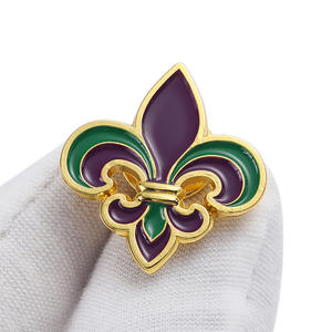 Popular decorativo personalizado en relieve 3D Logo traje insignia Iris flor oro esmalte Pin broche Pin Broches alfileres broches - Product Image 3