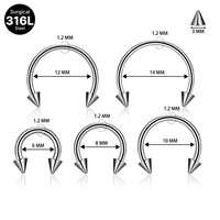 Perhiasan tindik tubuh dari baja tahan karat 316L, anting-anting barbell sepalu kuda berulir dalam, untuk septum, alis, daith, hidung, dan tulang rawan.