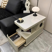 Table basse mobile en bois massif Armoire d'appoint moderne simple et lumineuse Salon de luxe Style italien Table d'appoint minimaliste pour canapé