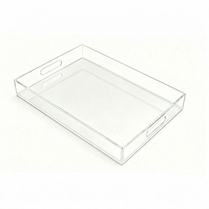 <span class=keywords><strong>Plateau</strong></span> <span class=keywords><strong>de</strong></span> service rectangulaire en acrylique transparent avec poignées découpées <span class=keywords><strong>pour</strong></span> salle <span class=keywords><strong>de</strong></span> bain, coiffeuse et décoration <span class=keywords><strong>de</strong></span> <span class=keywords><strong>table</strong></span> basse - Product Image 2
