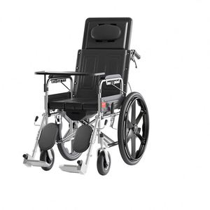 Silla de Ruedas Plegable de Aleación de Acero con Asiento de Inodoro Totalmente Reclinable para Personas Mayores y Discapacitadas |   Silla Manual Multifuncional - Product Image 4
