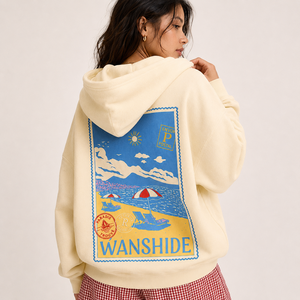 เสื้อสเวตเชิ้ตผู้หญิงลายปักแฟชั่นแบบกำหนดเอง ดีไซน์กราฟิก สตรีทแวร์ลำลอง สวมใส่สบาย ผ้าฝ้าย คอตตอน ทรงหลวม ไหล่ตก มีฮู้ด - Product Image 1